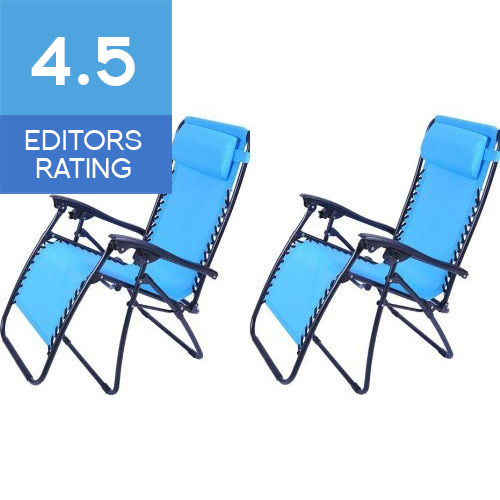 Outsunny set of 2 zero gravity chairs in turquoise