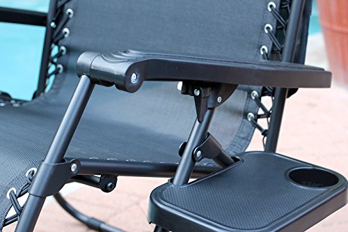 Jeco Black Oversized Zero Gravity Chair with Sunshade