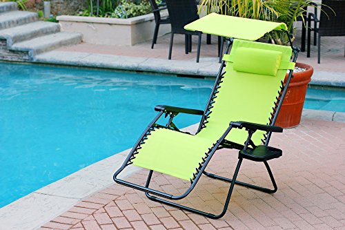 Jeco Lime Green Oversized Zero Gravity Chair with Sunshade